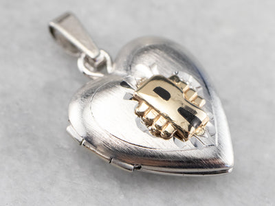 Silver and Gold "R" Initial Locket