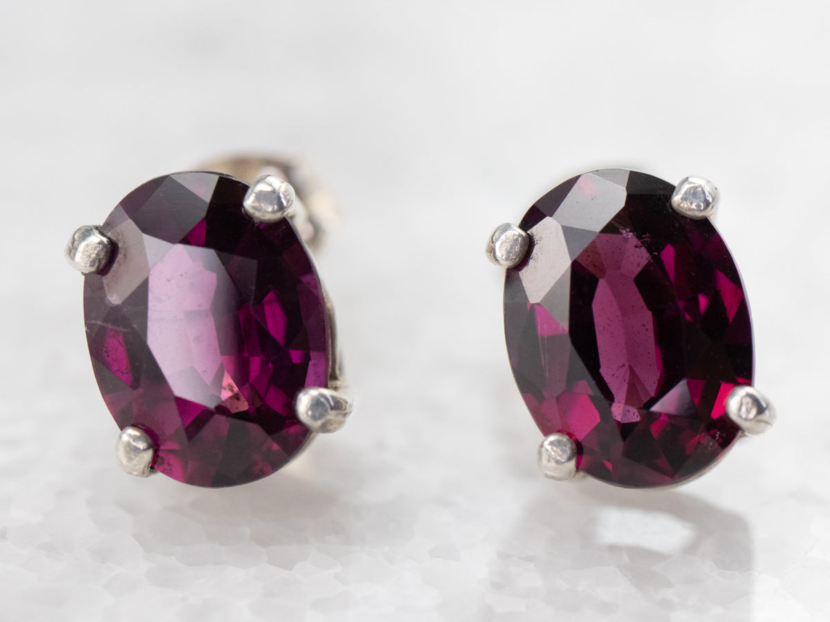 Sterling Silver Rhodolite Garnet Stud Earrings