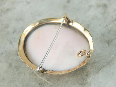 Antique Conch Shell Cameo in 10K Rose Gold Frame