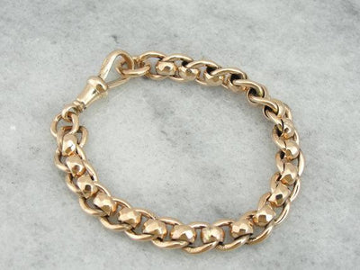 Vintage Rose Gold Chain Link, Unisex Bracelet