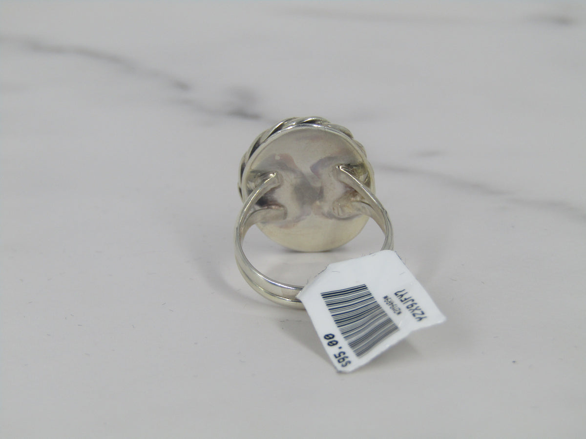 Silver Ring With Oval Lace Agate Center
