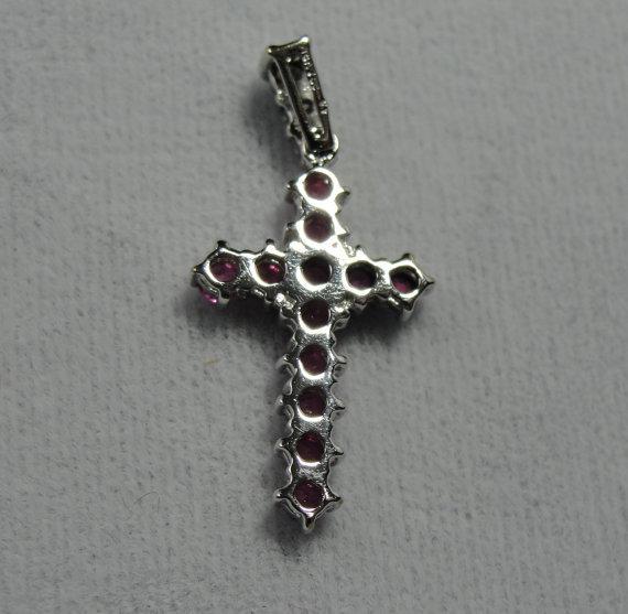 Pink Sapphire Cross White Gold Pendant