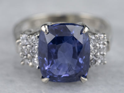 Bold Sapphire and Diamond Anniversary Ring
