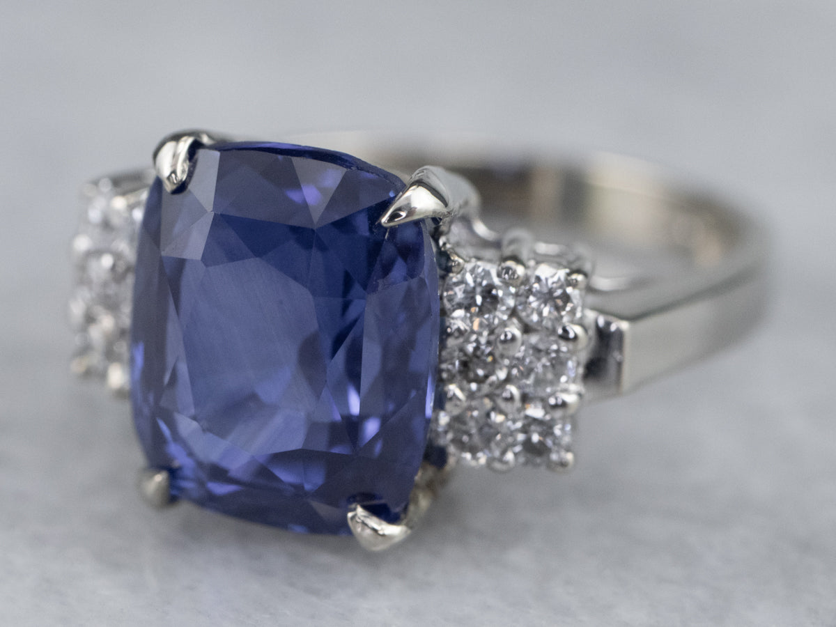 Bold Sapphire and Diamond Anniversary Ring