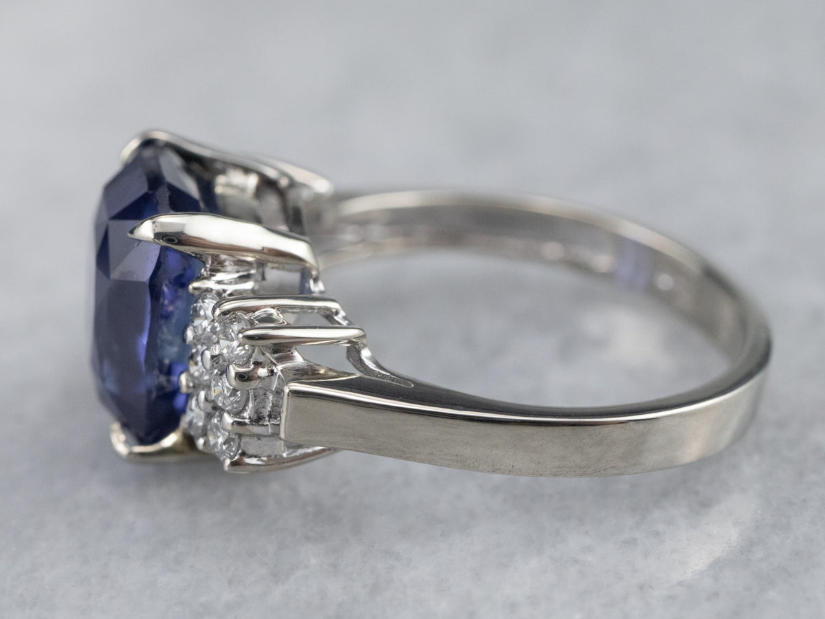 Bold Sapphire and Diamond Anniversary Ring