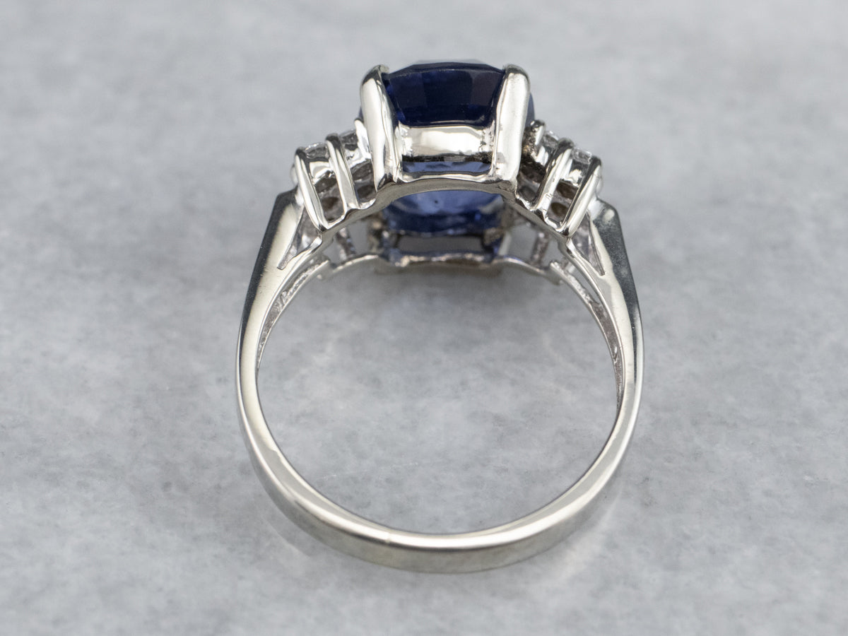 Bold Sapphire and Diamond Anniversary Ring