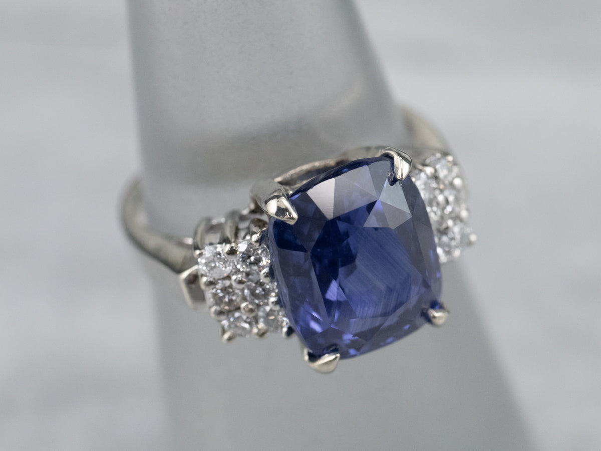 Bold Sapphire and Diamond Anniversary Ring