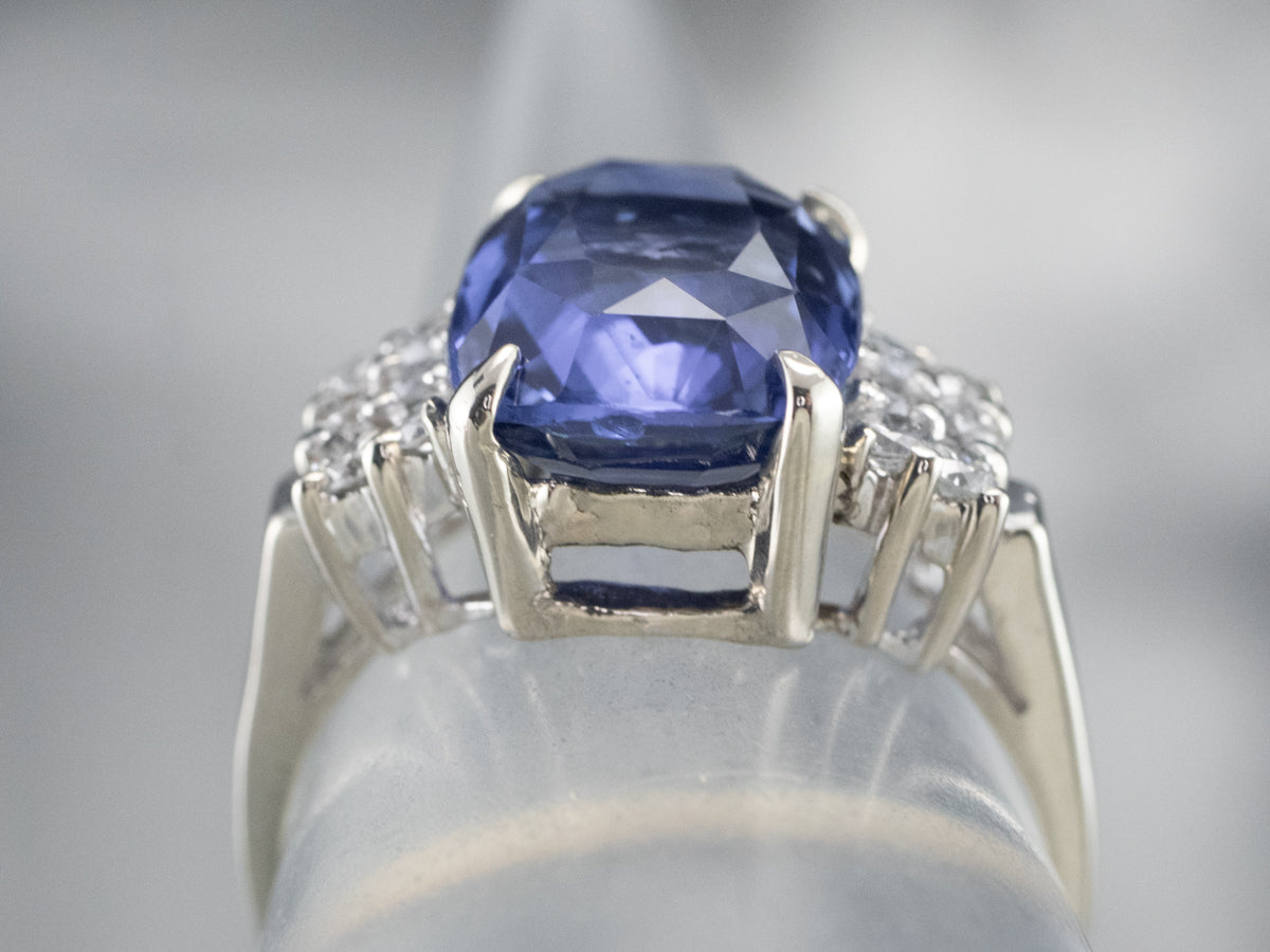 Bold Sapphire and Diamond Anniversary Ring