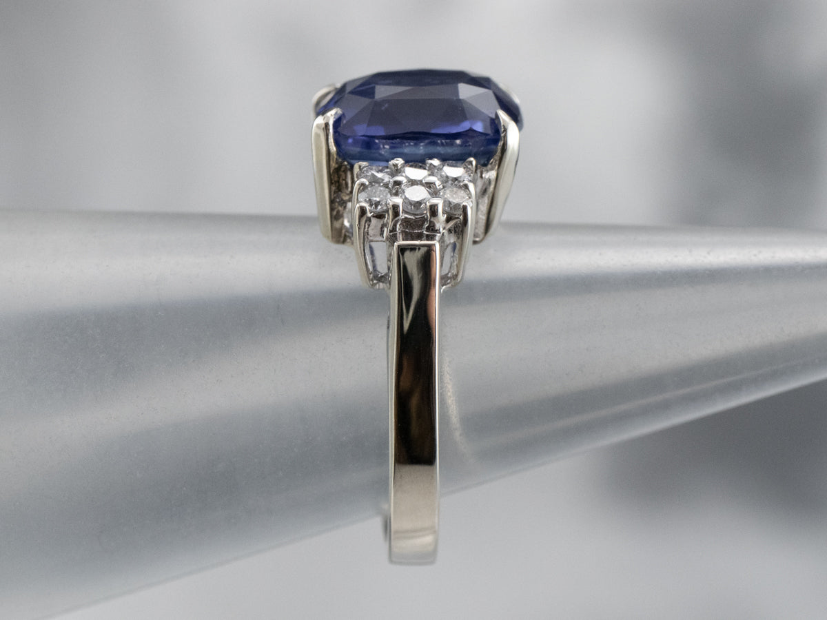 Bold Sapphire and Diamond Anniversary Ring