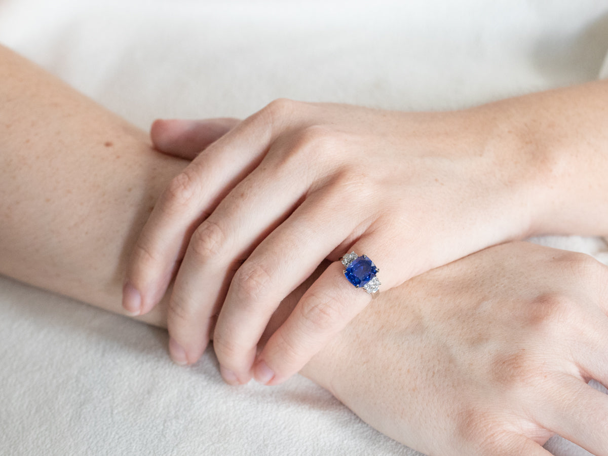 Bold Sapphire and Diamond Anniversary Ring