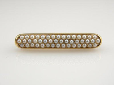 Antique Pave Seed Pearl Gold Bar Pin