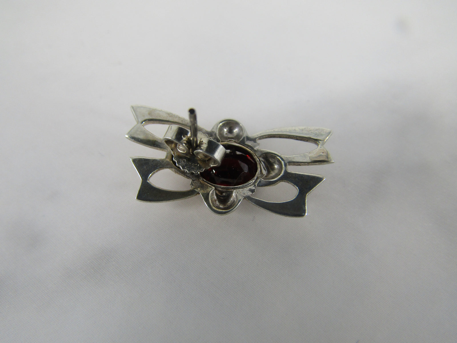 Gold Plated Openwork Studs with Garnet Center Stone