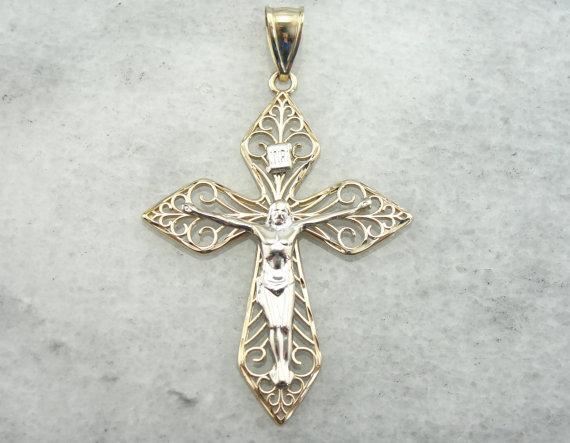 Vintage Two Tone 3D Crucifix