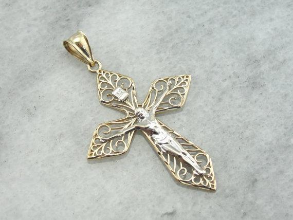 Vintage Two Tone 3D Crucifix