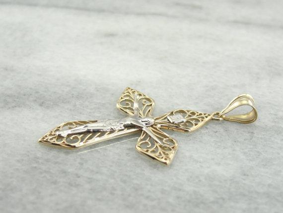 Vintage Two Tone 3D Crucifix