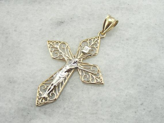 Vintage Two Tone 3D Crucifix