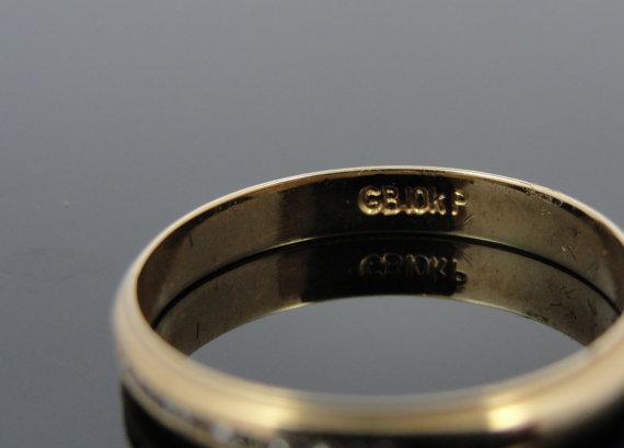 Channel Set Diamond Gold Milgrain Wedding Band