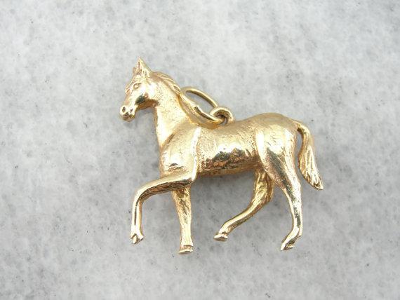 Detailed Solid Gold Colt or Foal Pendant