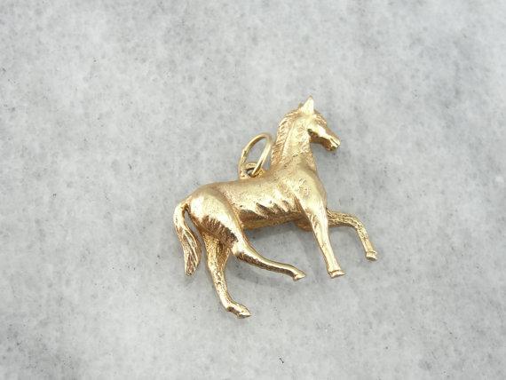 Detailed Solid Gold Colt or Foal Pendant