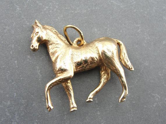 Detailed Solid Gold Colt or Foal Pendant