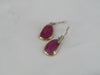 14K Gold Set Ruby Drop Earrings
