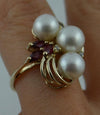 Pearl and Ruby Gold Statement Ring