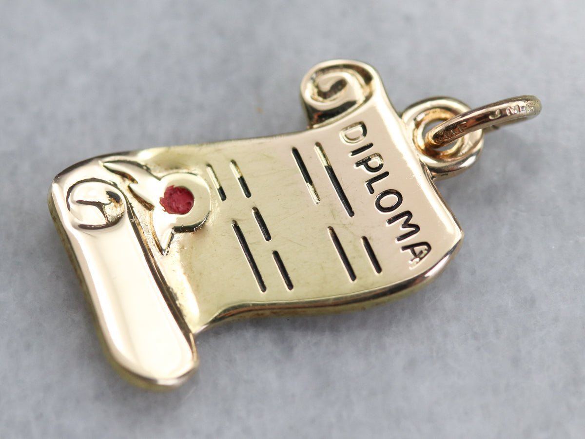 Vintage Gold Diploma Charm