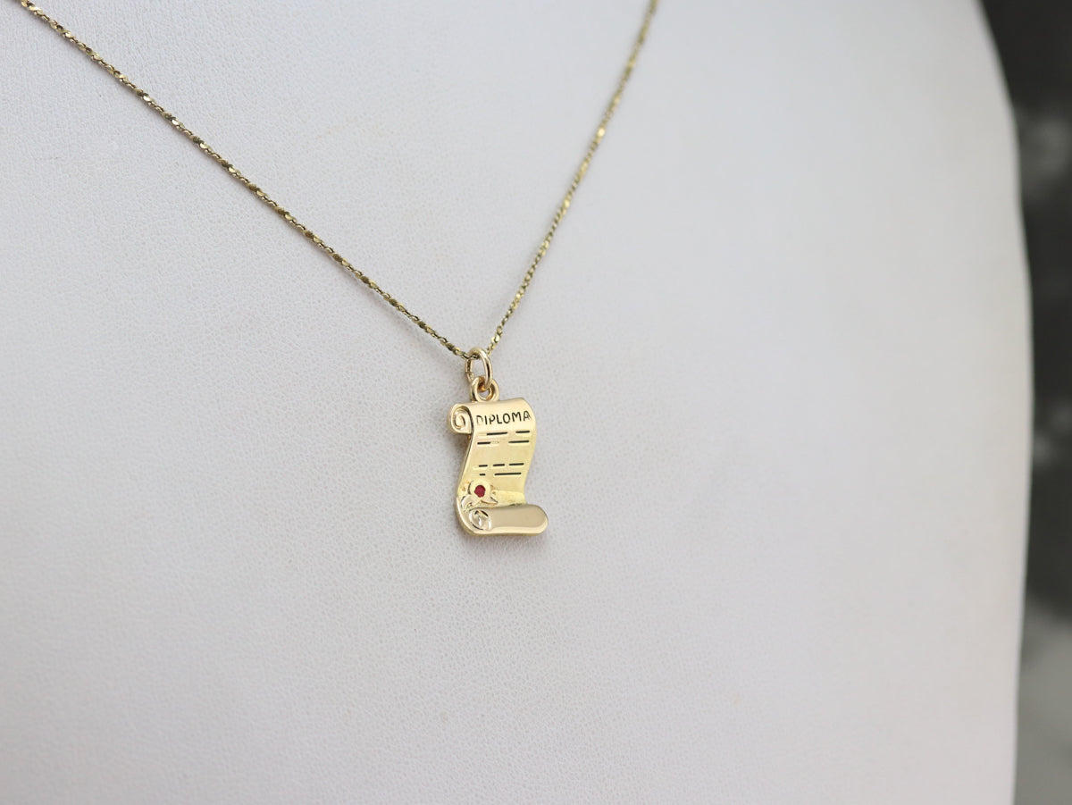 Vintage Gold Diploma Charm