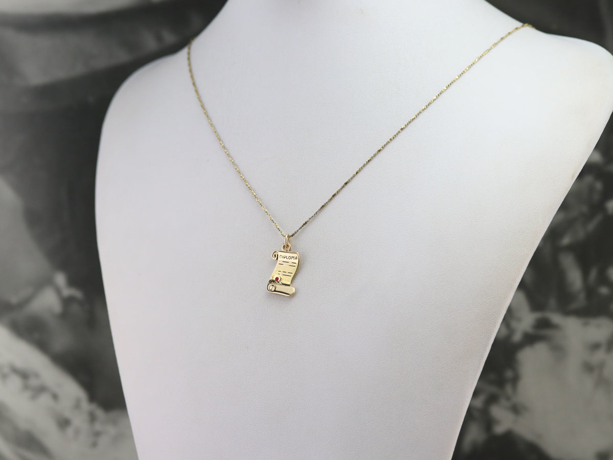 Vintage Gold Diploma Charm