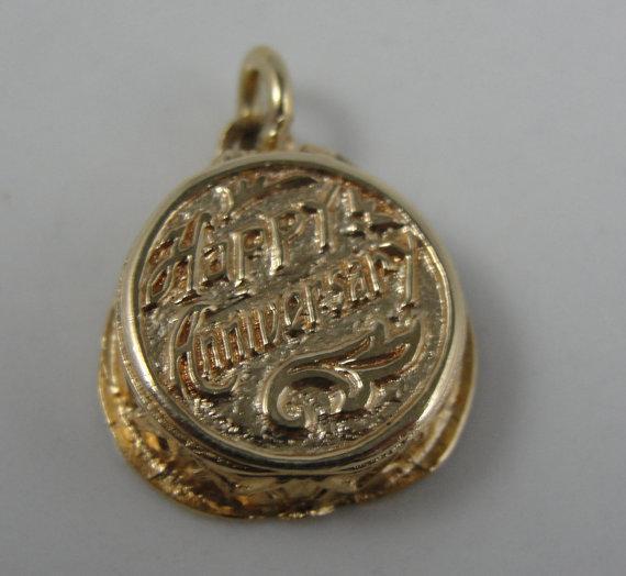 Vintage Anniversary Cake Gold Charm