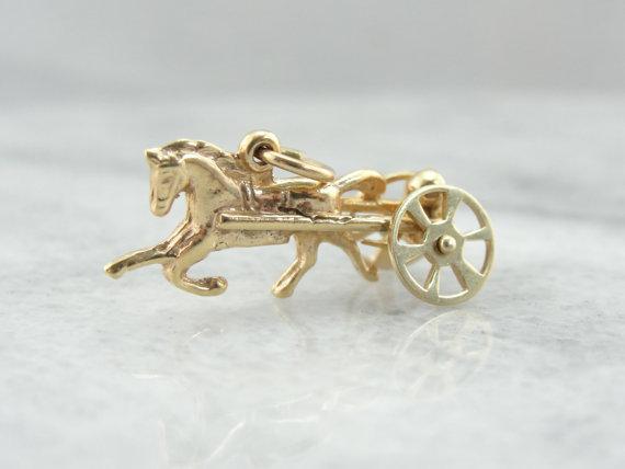 Surrey Horse Racer Gold Charm or Pendant