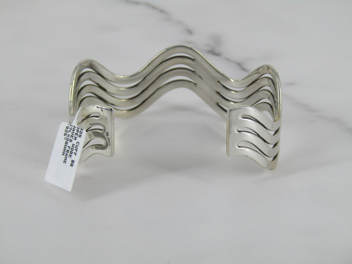 Wavy Frame Cuff Bracelet with Open Work