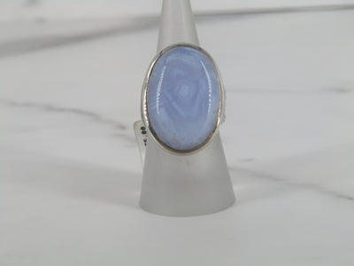 Silver Oval Lace Agate Ring