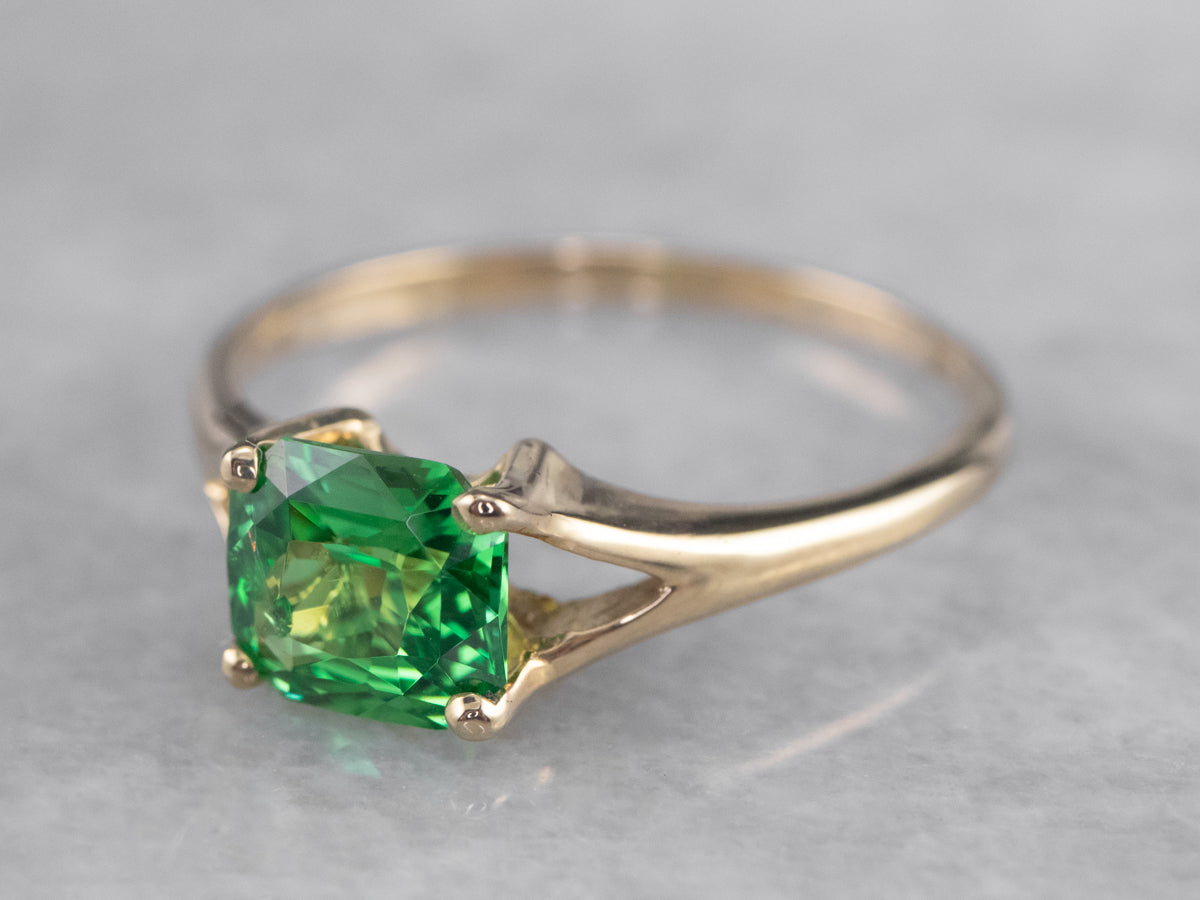Tsavorite Garnet Solitaire Ring