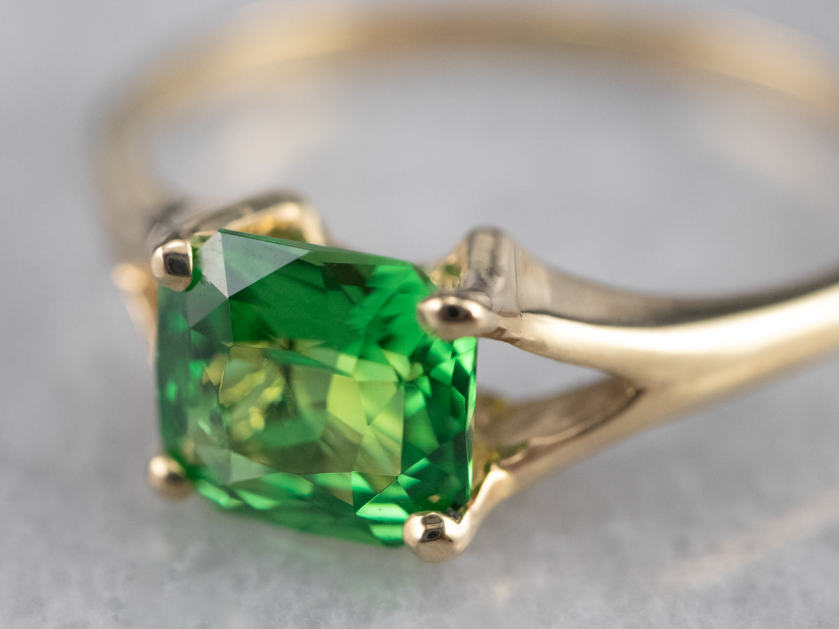 Tsavorite Garnet Solitaire Ring