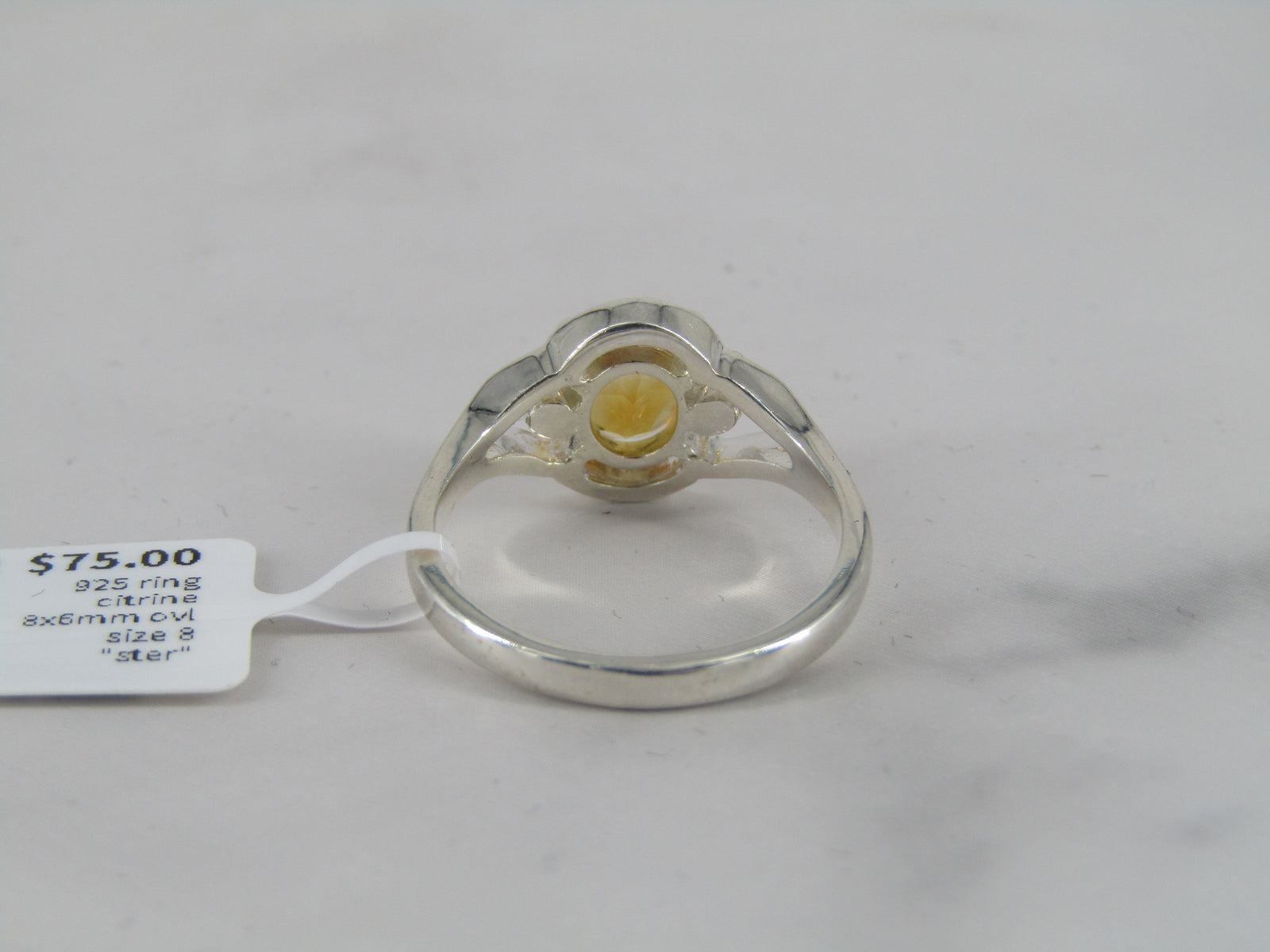 Sterling Silver Prong Set Citrine Ring