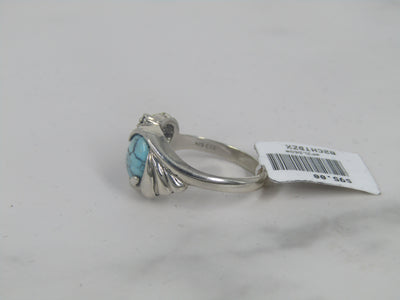 Silver Turquoise Ring With Vermeil Leaves