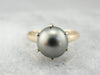 Gray Pearl Solitaire Cocktail Ring