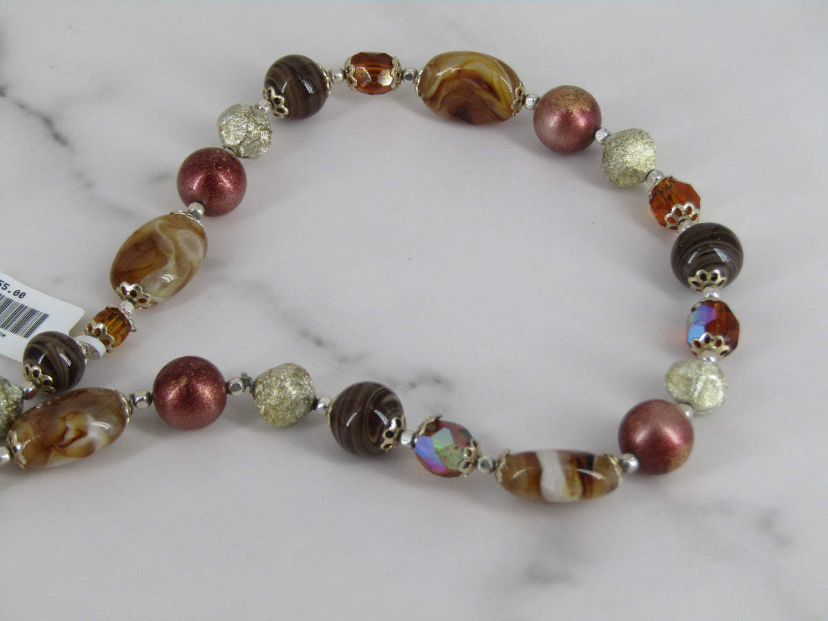 Brown Glass Continuous Bead Necklace