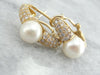 Diamonds and Mabe Pearl Earrings in Fine Gold