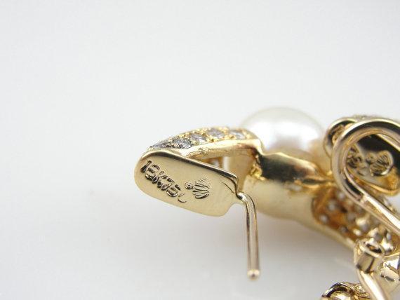 Diamonds and Mabe Pearl Earrings in Fine Gold