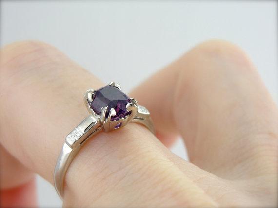 Deep True Pink Sapphire White Gold Engagement Ring