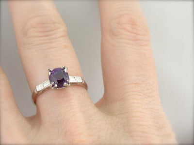 Deep True Pink Sapphire White Gold Engagement Ring