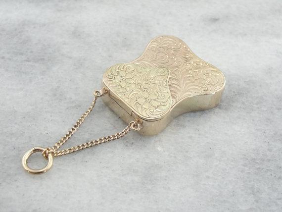 Fine Gold Engraved Purse Locket or Pendant