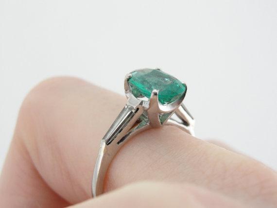 Emerald and Diamond Platinum Ring