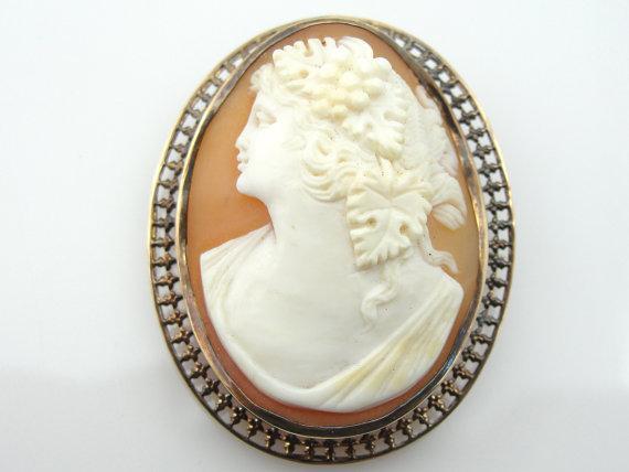Cameo with Flower Adorned Woman in Profile