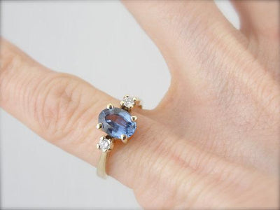 Ceylon Sapphire in Perfect Indigo Blue, Diamonds  Ring