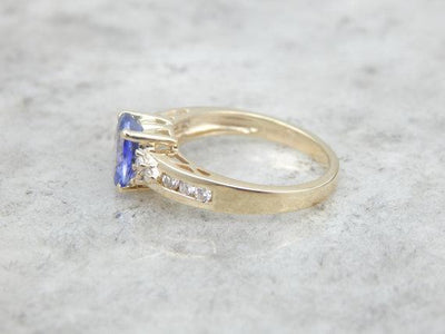 Tanzanite and Diamond Contemporary Ring