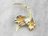 Sweeping Double Floral Yellow Gold Brooch