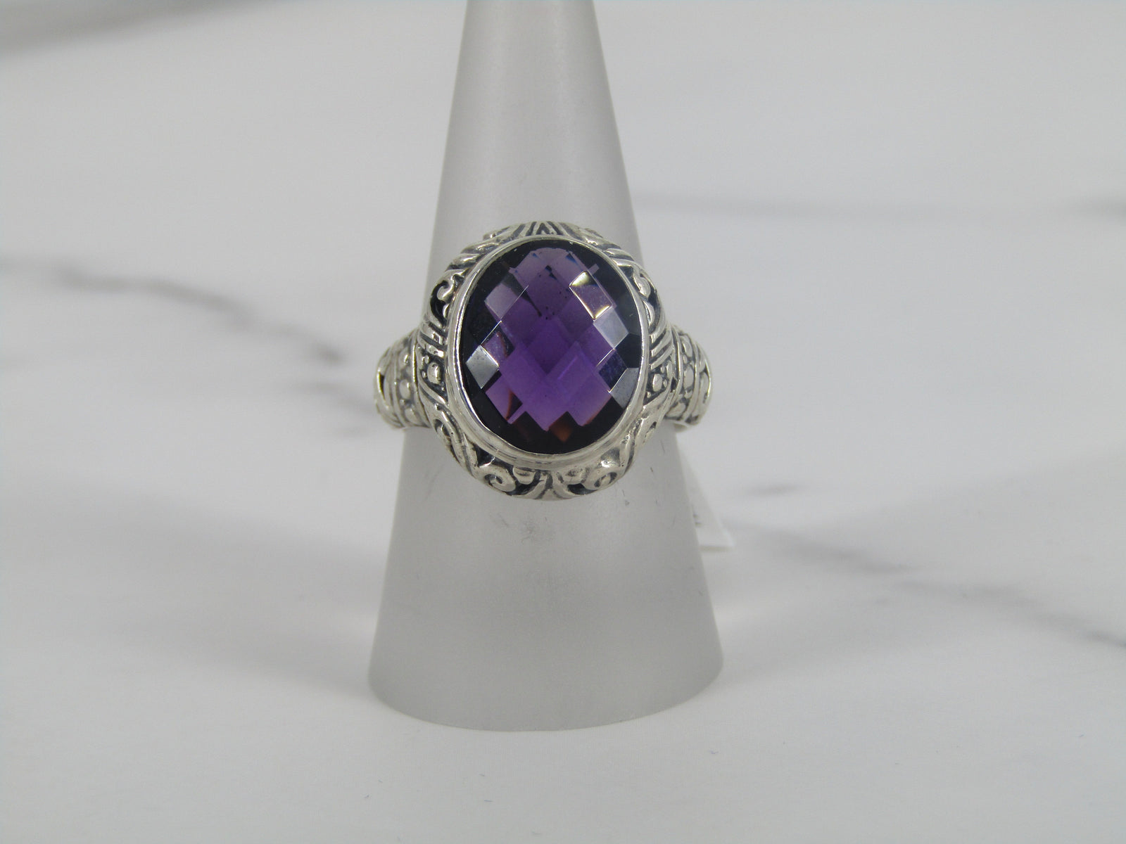 Silver Boho Style Ring With Amethyst Stone